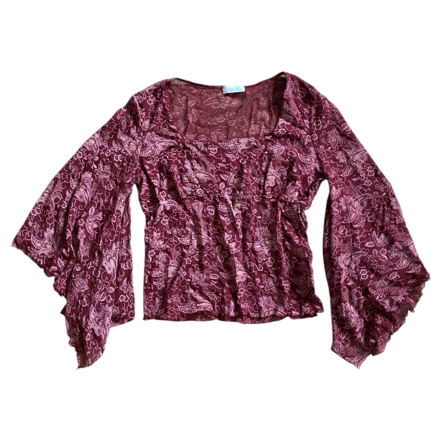 Vintage Y2K pulse mesh top with flared sleeves. Size 12 approx