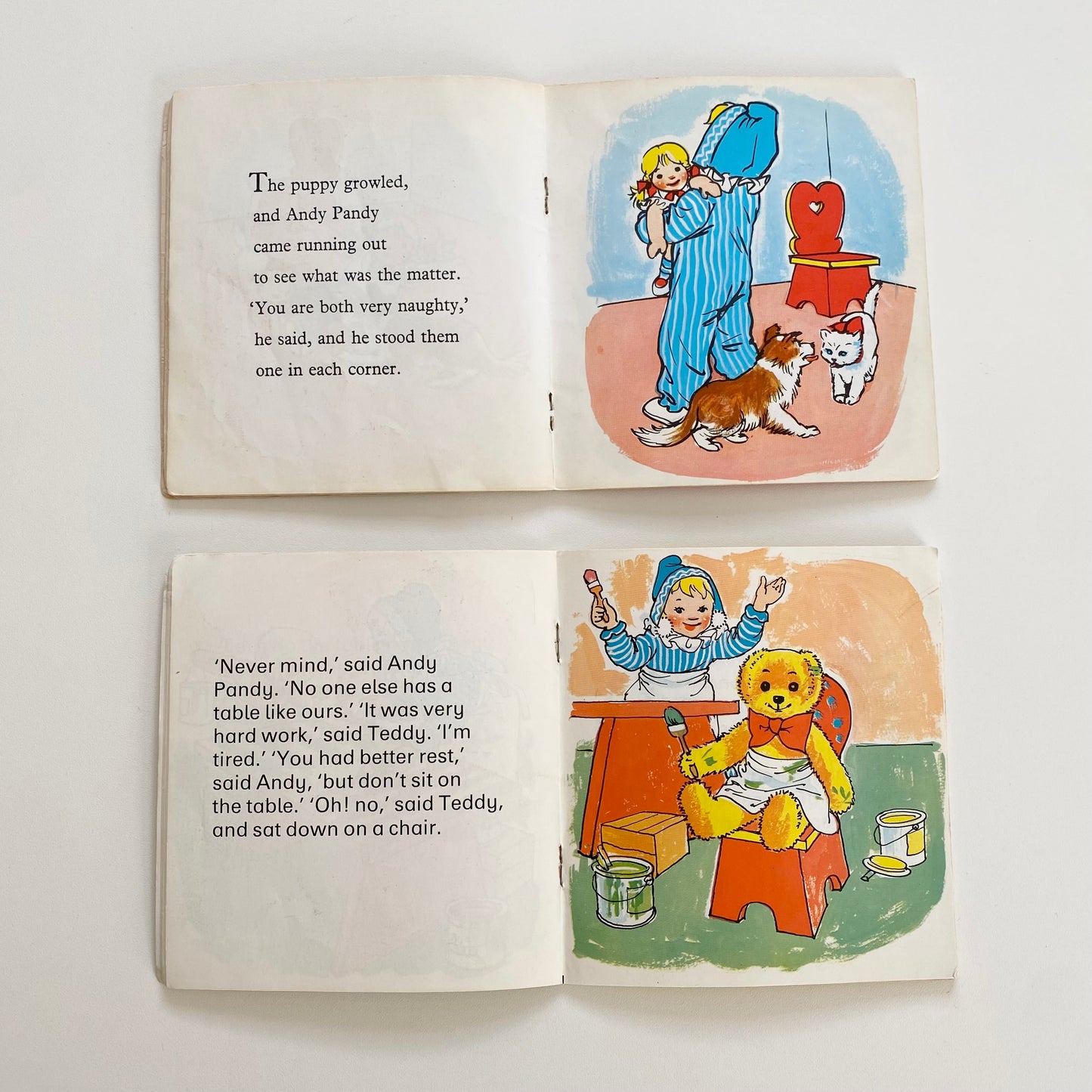 Set of two Vintage 1958 collectible Andy pandy books. Condition as shown - some small pencil drawings in one.