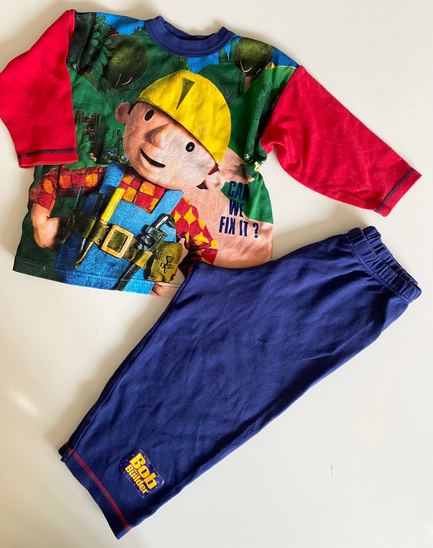 Vintage BHS colourblock Bob the builder pyjamas. Size 2-3 years