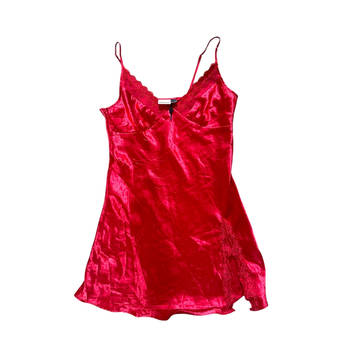 Y2K vintage red satin slip dress. Size 12-14