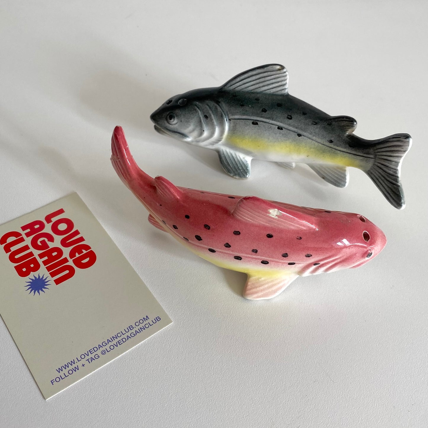 Vintage ceramic japanese fish salt and pepper shakers. Condition as shown few small chips.