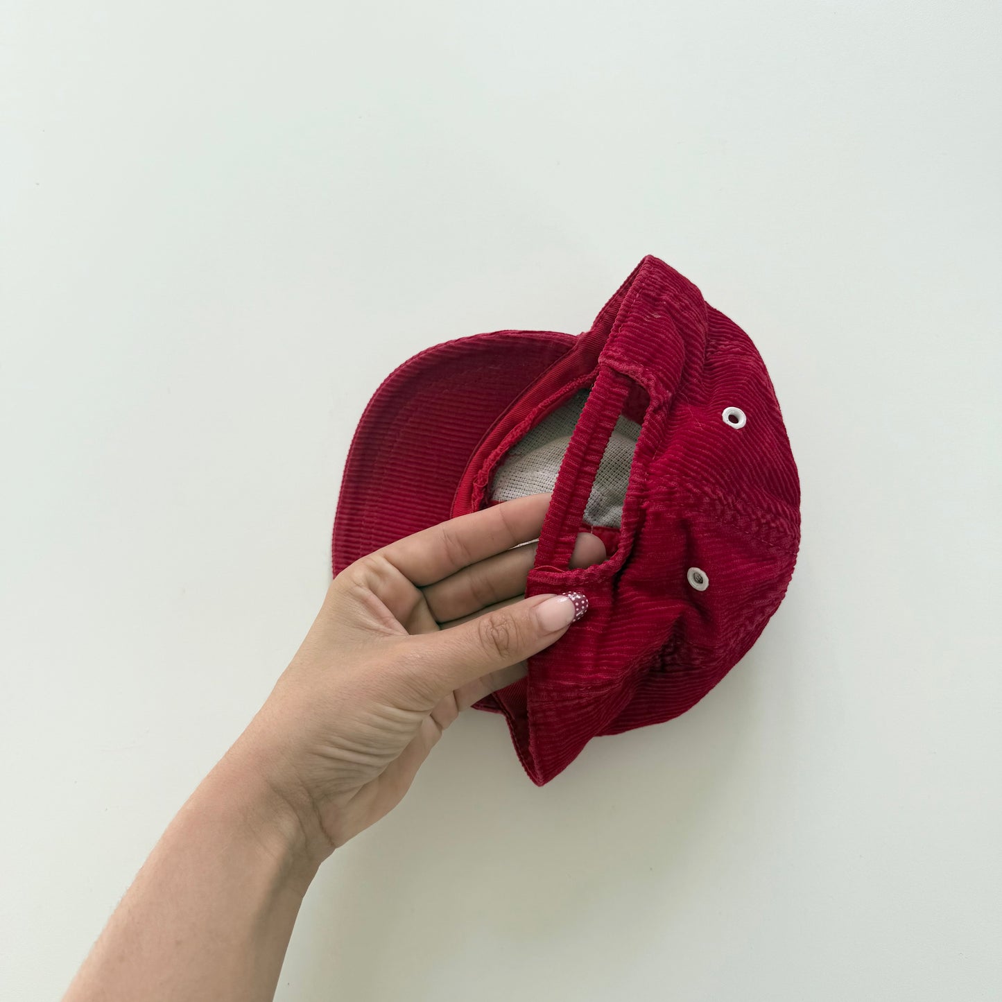 Vintage red corduroy cap. Size approx 12-18 months