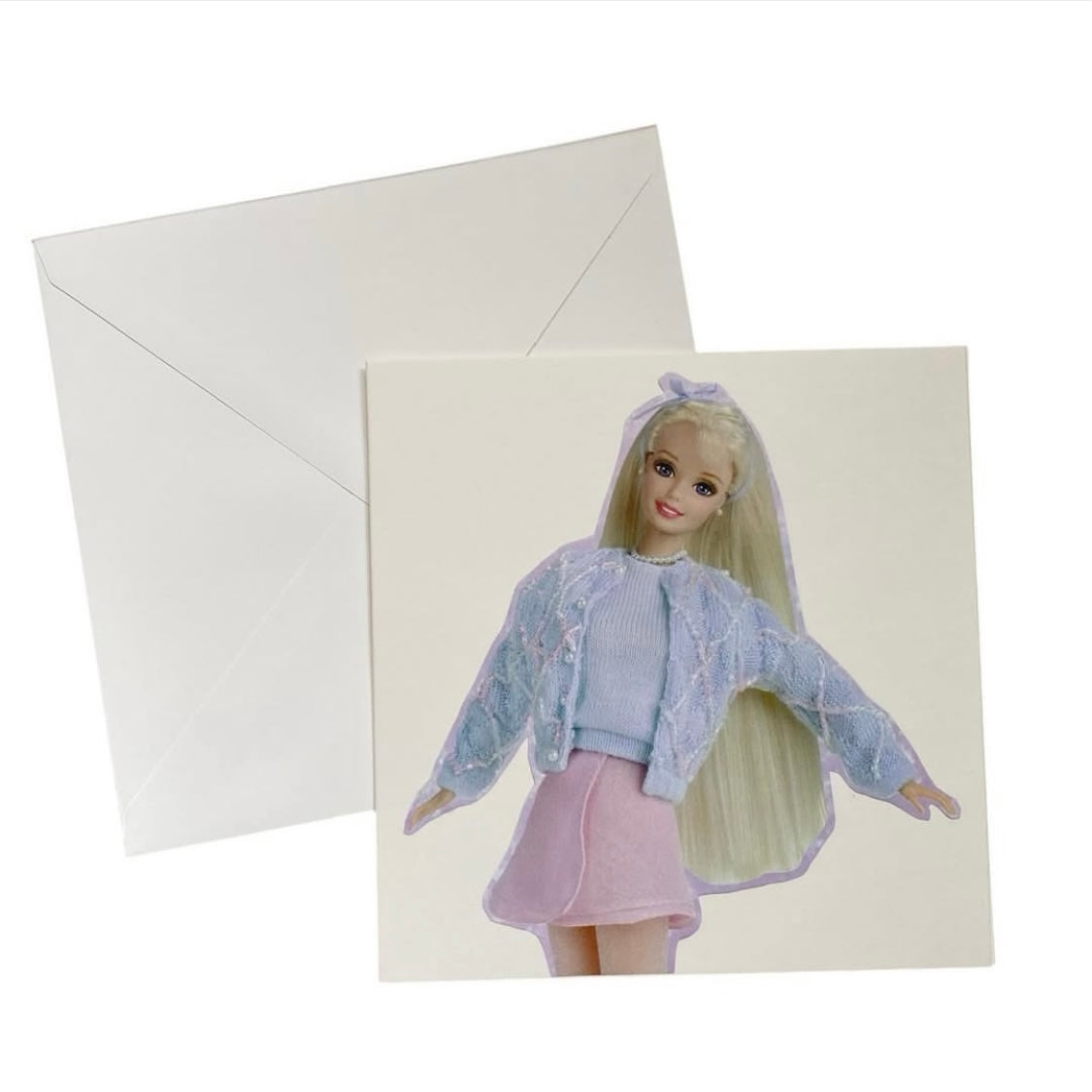 Recycled & homemade vintage card - Barbie