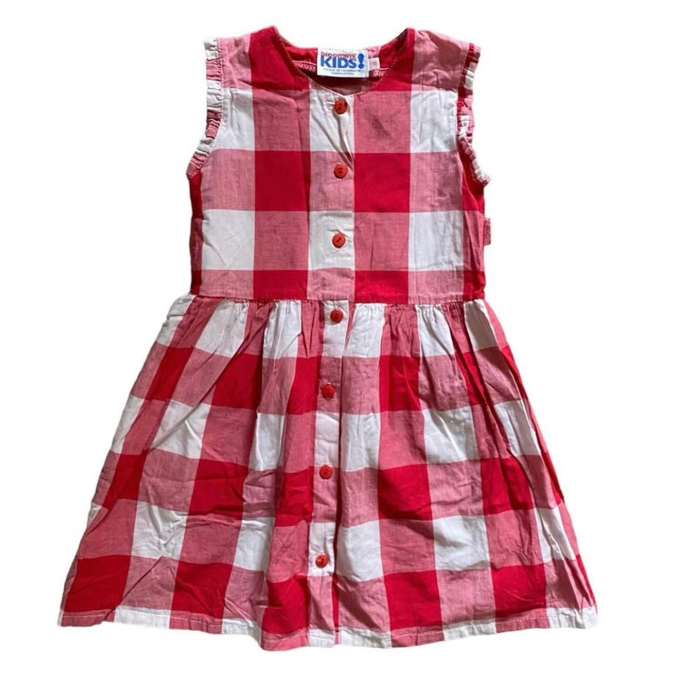 Vintage blooming kids red gingham dress. 5 years