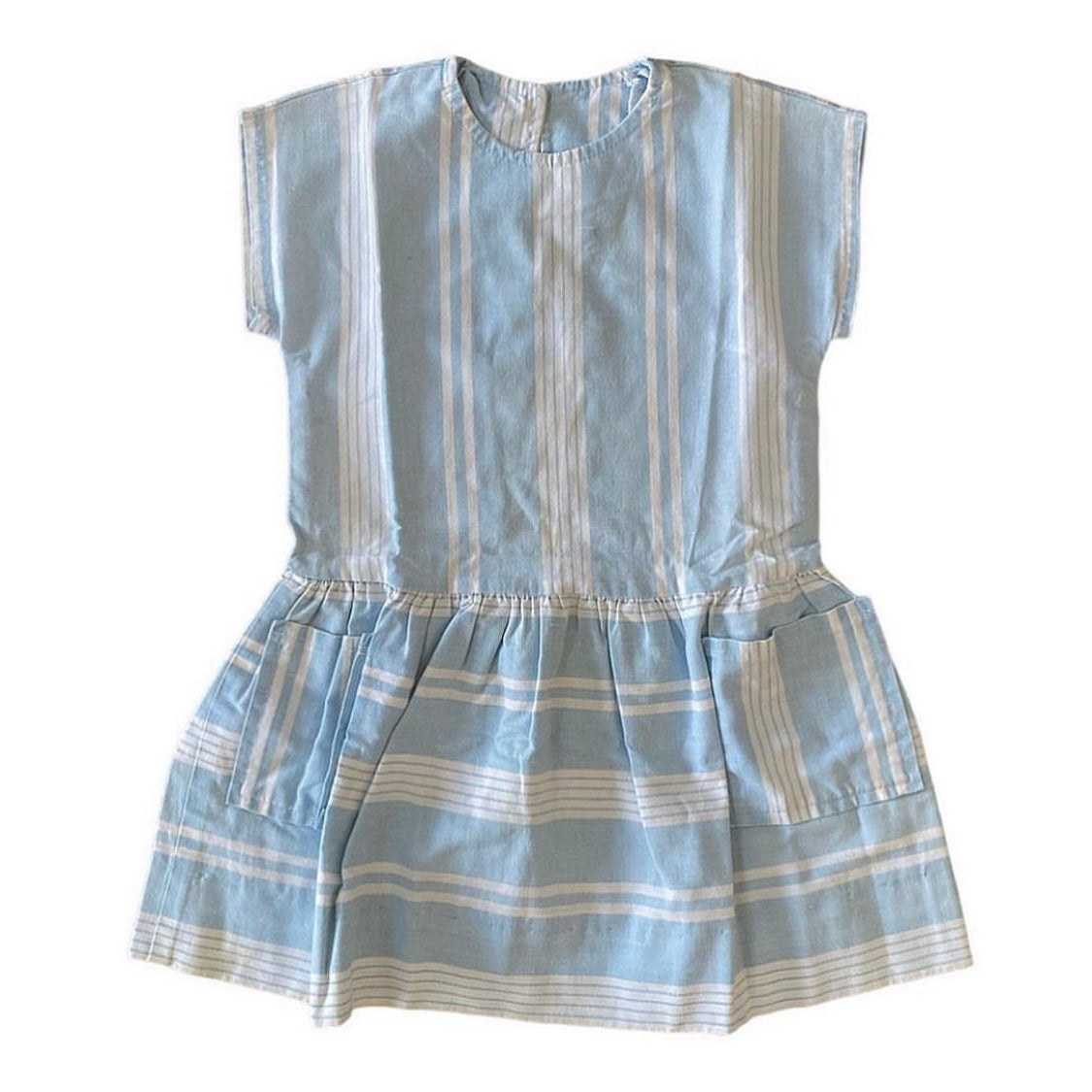 Linen baby blue and white 80s dress. 2 years