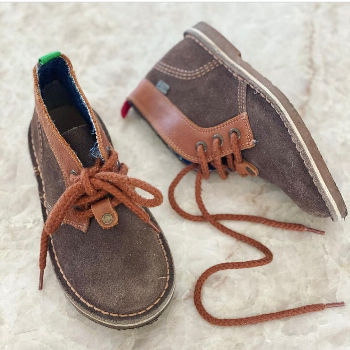 Suede brown kicker lace up boots. Size 31