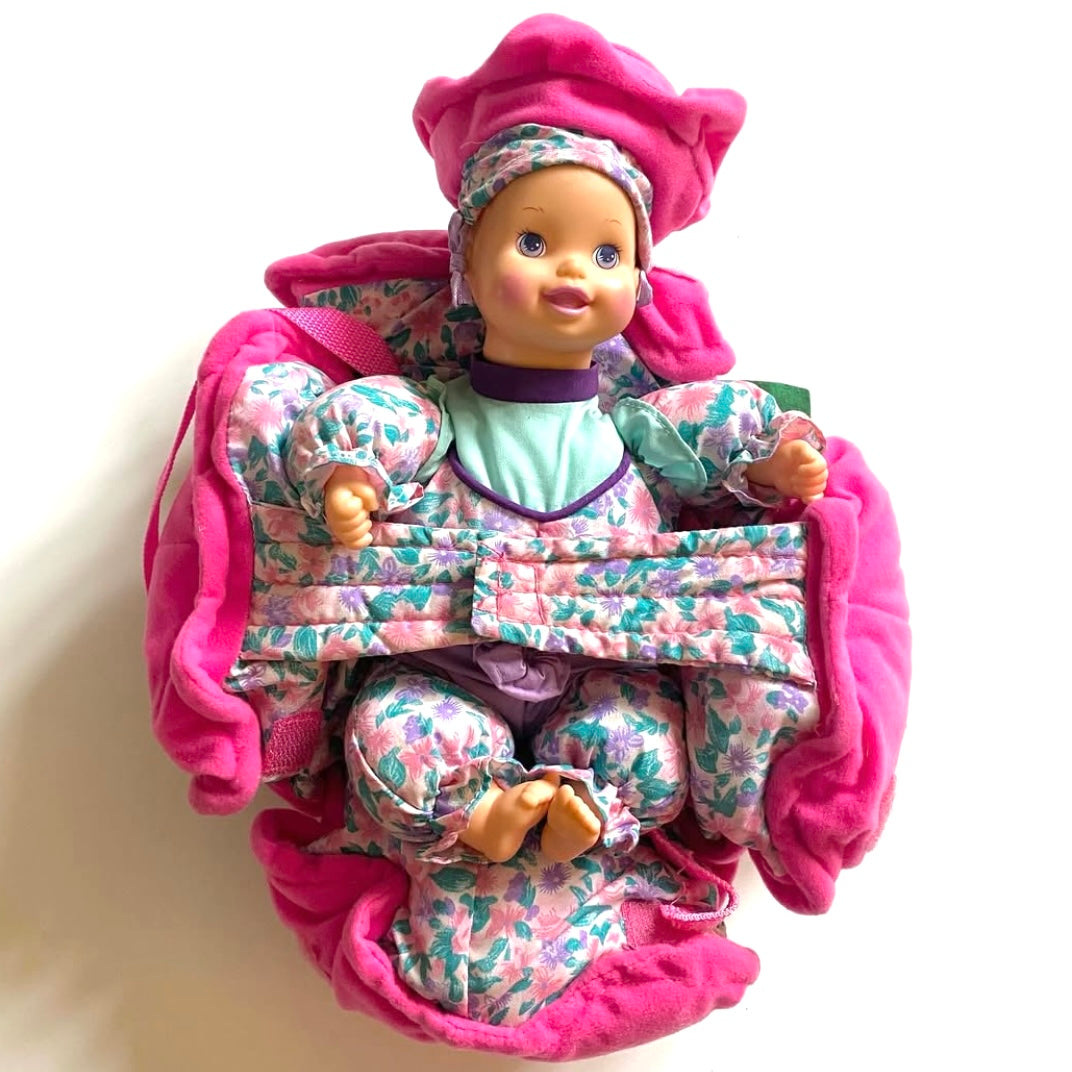 OH MY 🌸🌹 Kinder garden babies ~ vintage 1991 baby doll in flower carrier