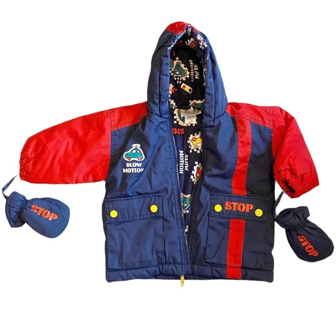 Vintage 80’s car block colour coat 6-12 months