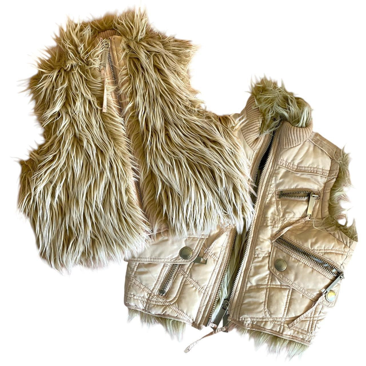 Y2K river Island shaggy reversible gilet sleeveless jacket / Slightly cropped. size 8