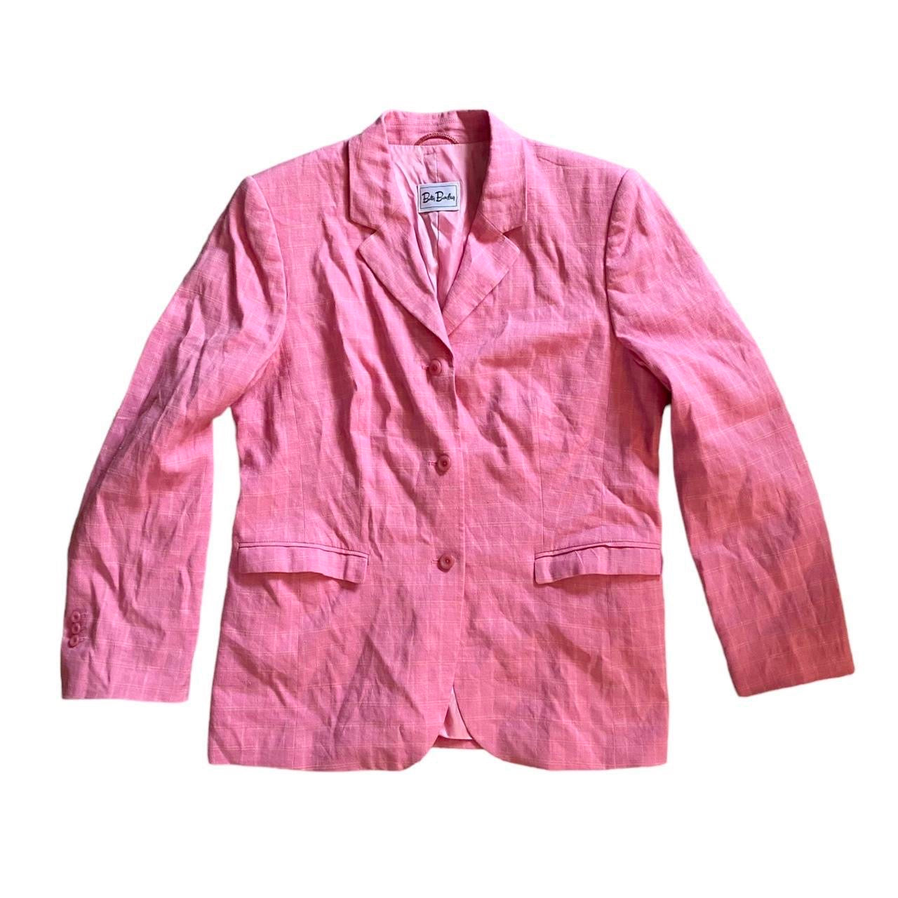 Bright pink 90s check blazer jacket size M