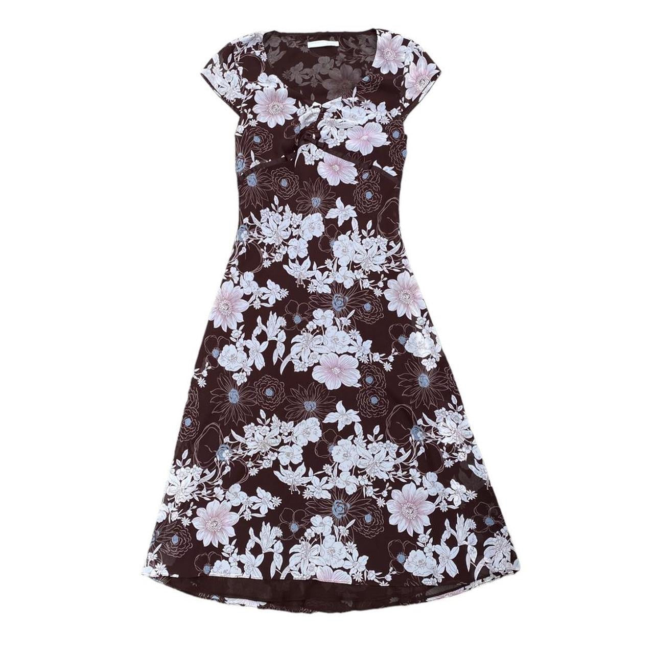 90s Amaranto floral sheer dress in floral design brown & pink. Size 10 –  LOVED AGAIN CLUB