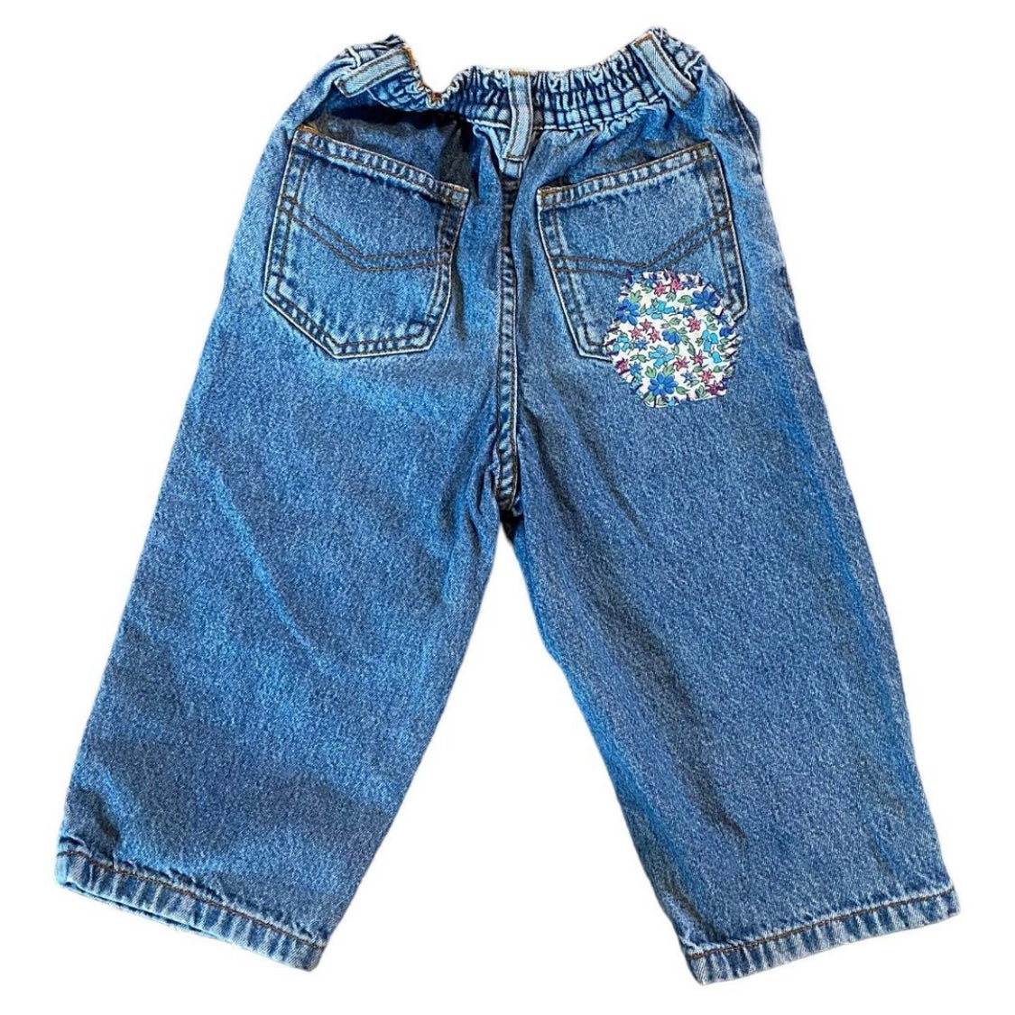 Upcycled vintage jeans with patches 12-18m