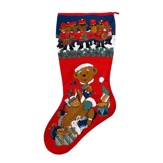 Vintage XL cotton teddy bear stocking.