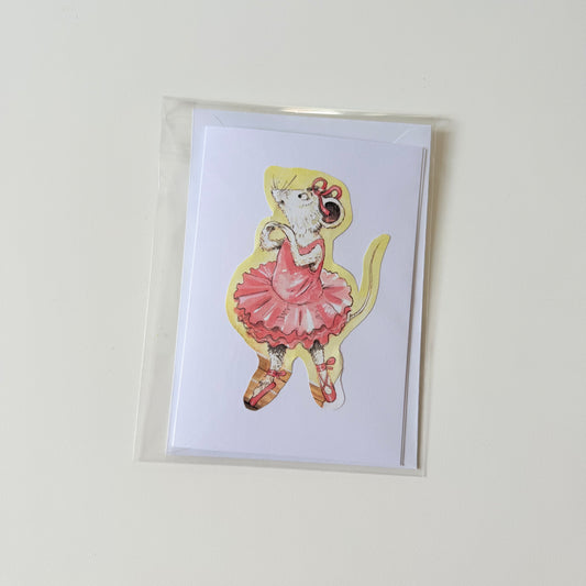 Recycled & homemade vintage card - Angelina Ballerina