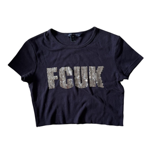 Vintage Y2K fcuk / French connection cropped tee. Size S 8-10