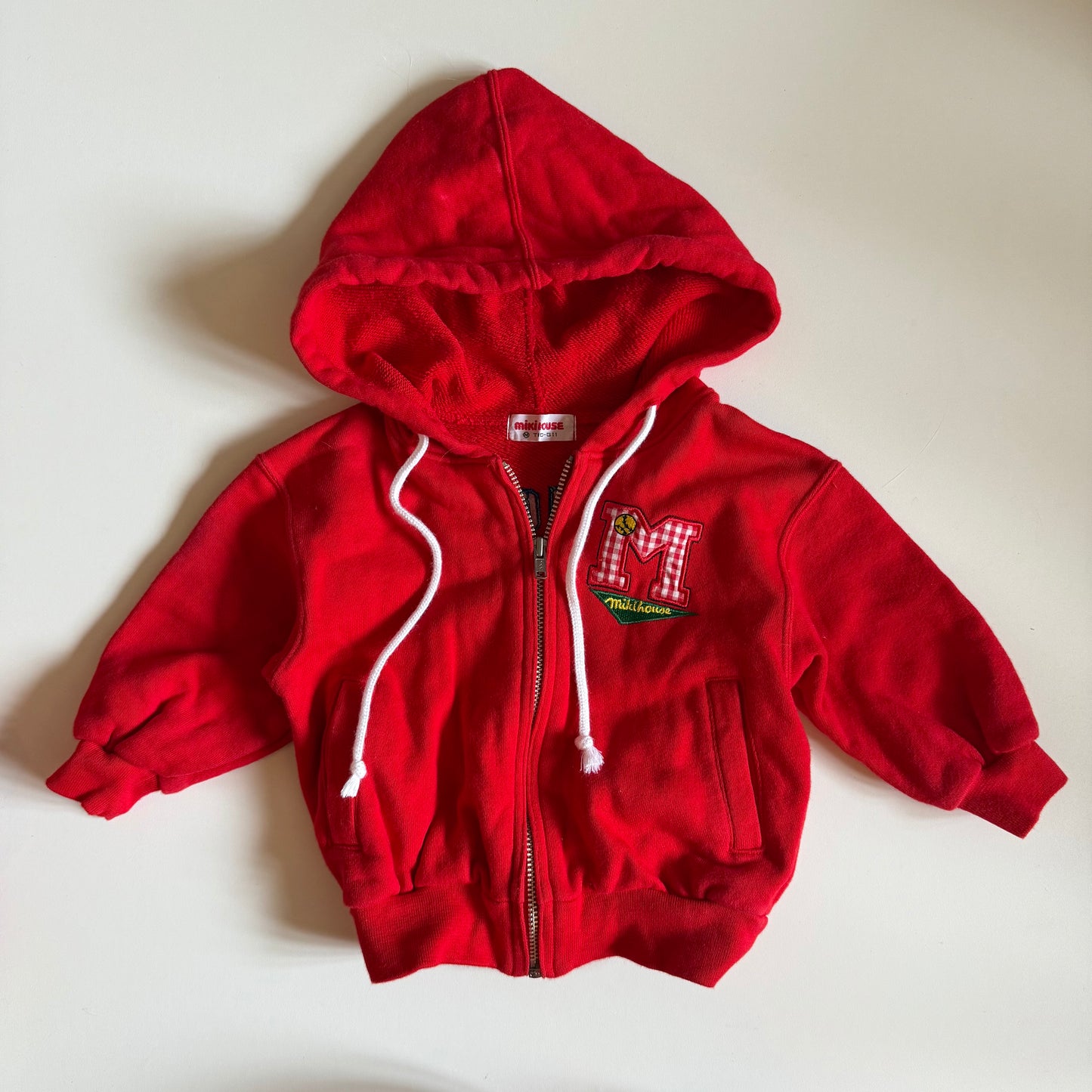 Vintage mikihouse red hoodie. Size 12-18 months.