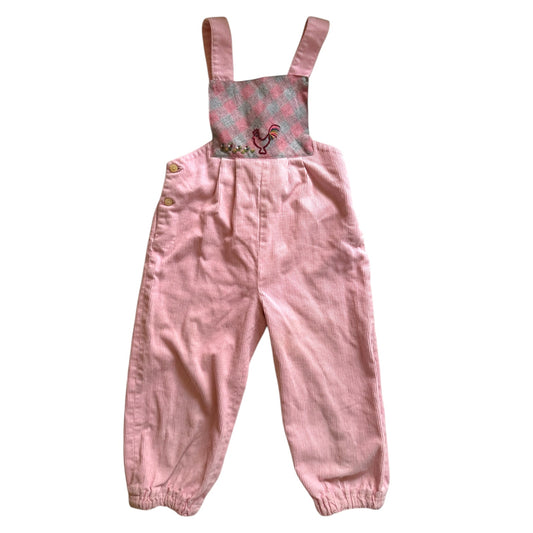 Vintage baby pink corduroy dungarees. Size 3 years