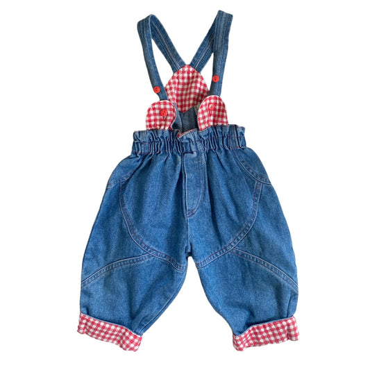 Vintage 80s gingham brace dungarees size 6 months