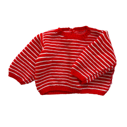 Vintage red & white striped jumper. Size approx 18-2 years