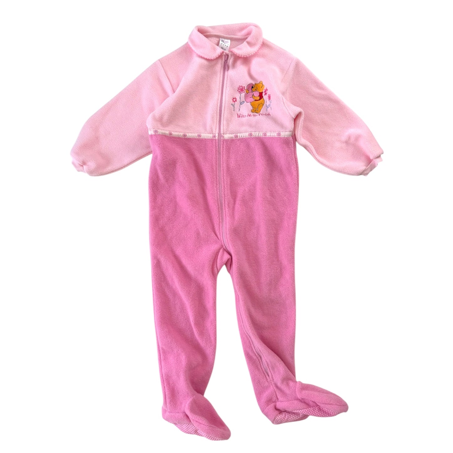 Vintage BHS Winnie the Pooh fleece bodysuit/ onesies pyjamas. Size 2-3 years