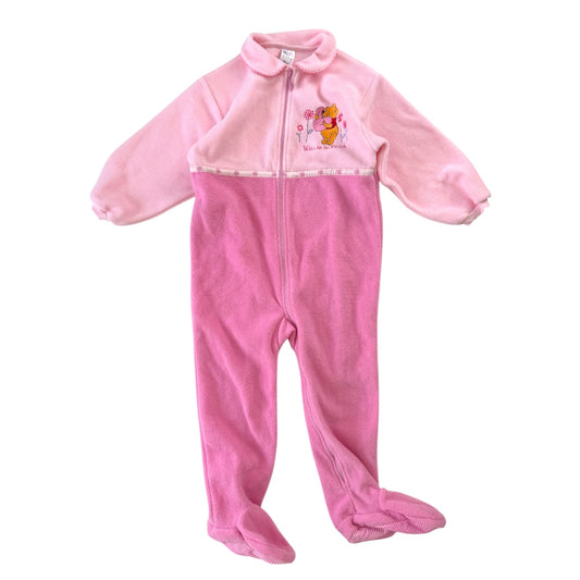 Vintage BHS Winnie the Pooh fleece bodysuit/ onesies pyjamas. Size 2-3 years