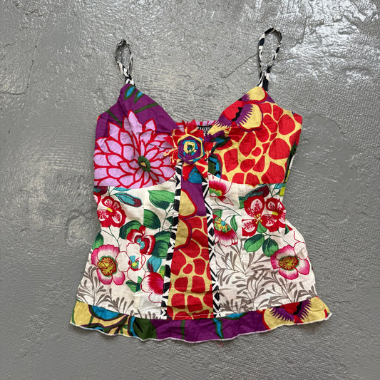 Vintage Y2K patchwork multicolor boho cami top. Size S