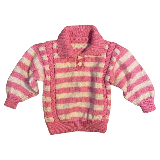 Bubble gum pink striped jumper age 2 years