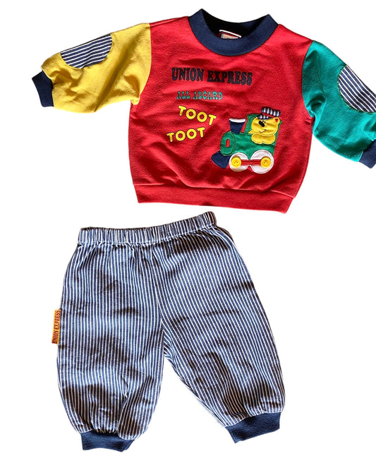 Two piece vintage colour block co ord 6-9 months