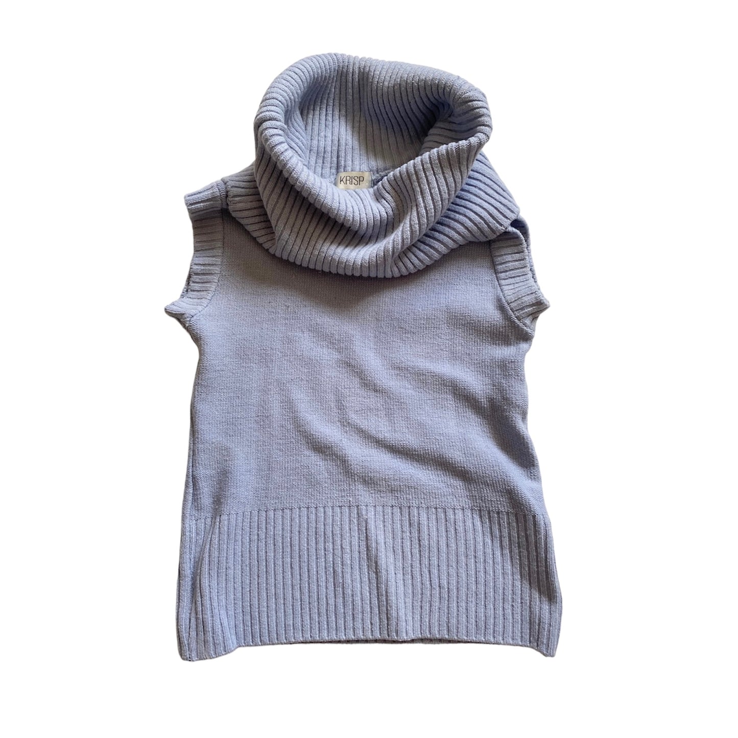 Knitted vintage Y2K roll neck tank top baby blue size S