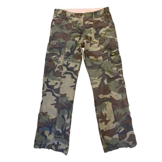 Vintage y2k cargo camouflage straight leg trousers in khaki 

Size UK12.