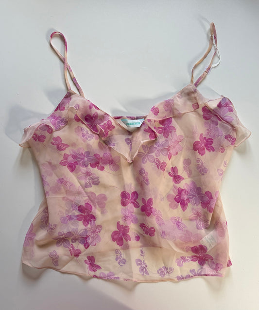 Vintage y2k sheer floral camo top. Size 16.