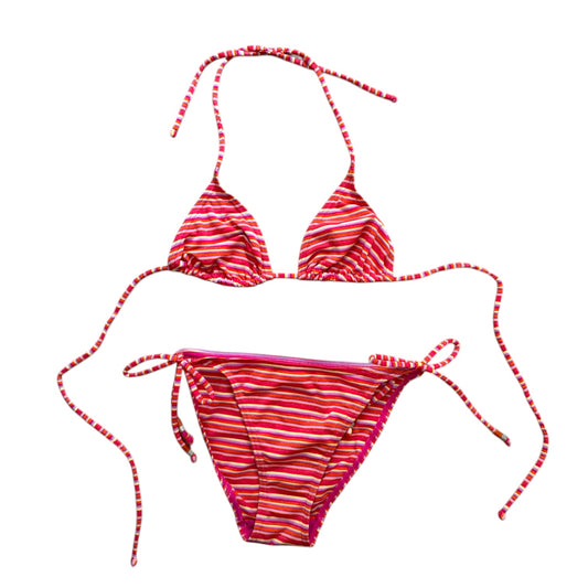 Vintage Debenhams pink striped bikini set. Size 8