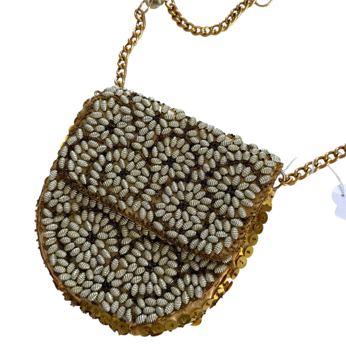 Vintage crossbody beaded gold chain bag