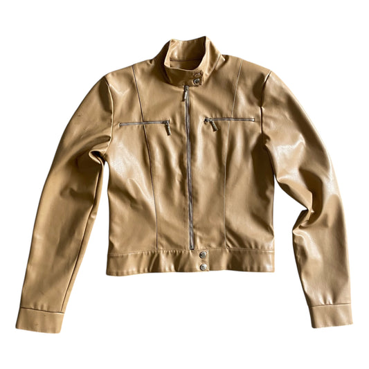 Vintage Y2K Morgan de toi tan brown faux leather jacket. Size 8. Has some marks on the arm as shown