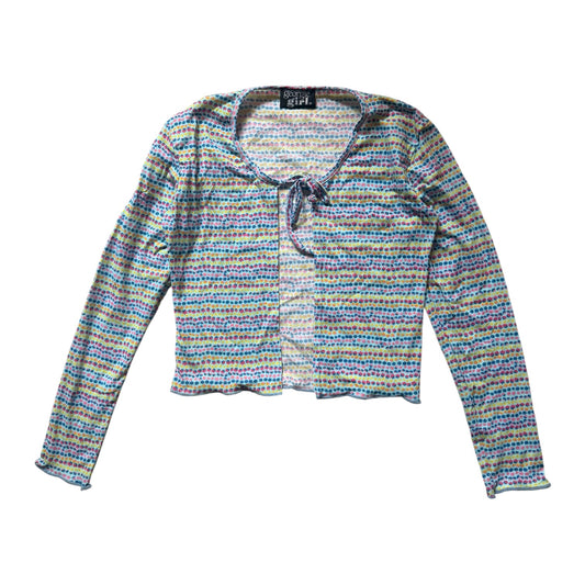 Vintage Y2K mesh floral tie up cardigan top. Size xs/s