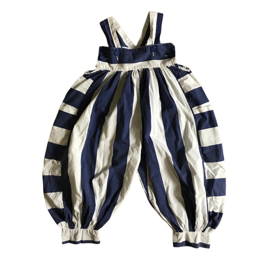 Vintage block stripe bloomer overall dungarees age approx 6-7 years