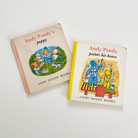 Set of two Vintage 1958 collectible Andy pandy books. Condition as shown - some small pencil drawings in one.