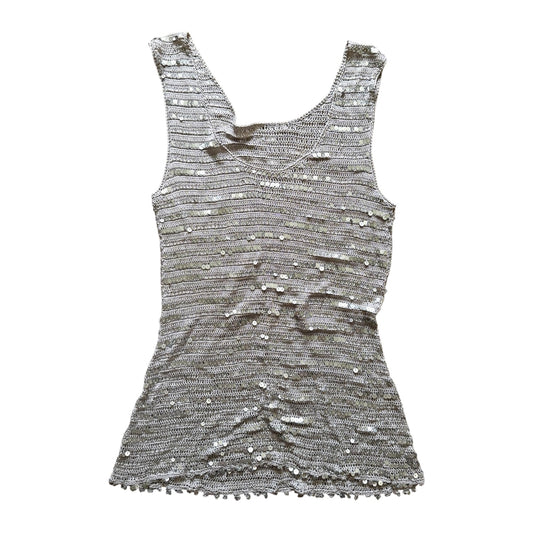 Vintage Y2K silver sequin camo vest. Size 10