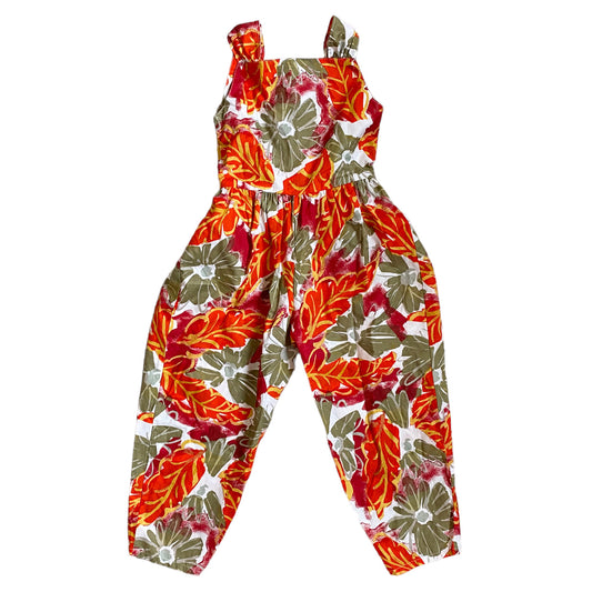 Vintage floral block printed jumpsuit 4-5 years