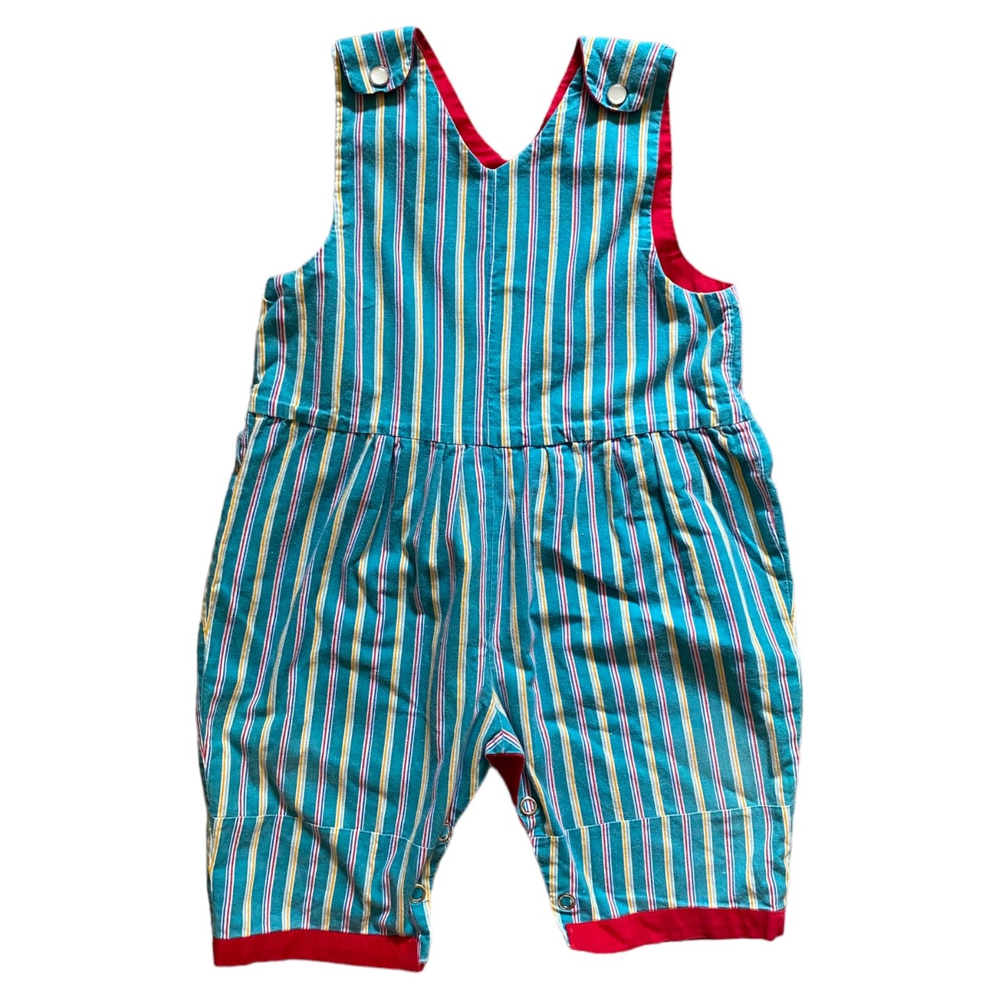 Vintage Turquoise blue striped dungarees age 9-12 months