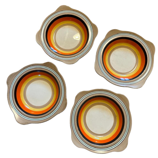 Set of vintage mid century striped desert bowls