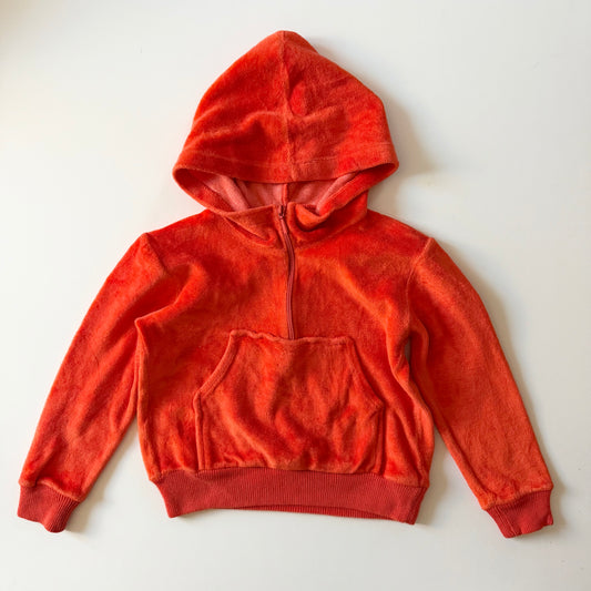 Vintage velour orange zip up hoodie. Size 3 years