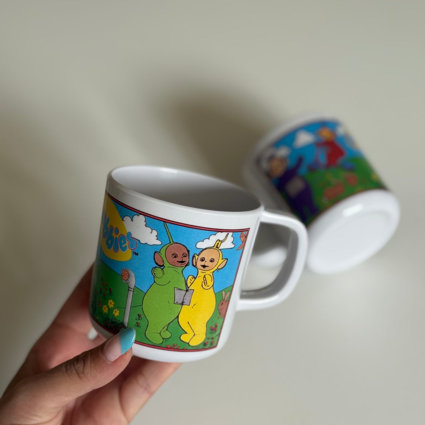 Vintage ragdoll 1996 Teletubbies melamine mugs