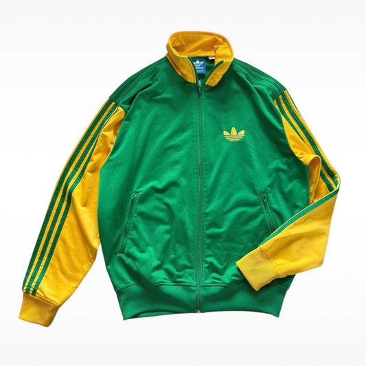 Vintage adidas green & yellow track jacket. Size M