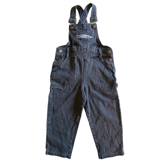 Dark grey denim vintage dungarees with zip design 3 years