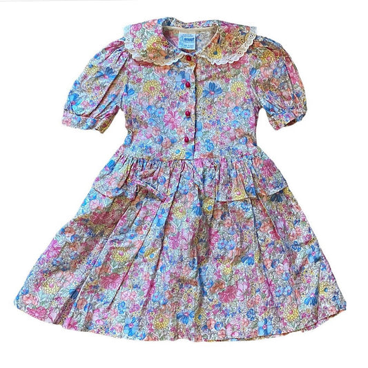 Vintage 80s bleat floral dress with lace trim collar age 4 years