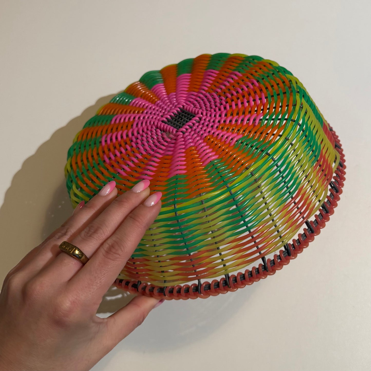 Vintage colourful basket perfect for Easter eggs.