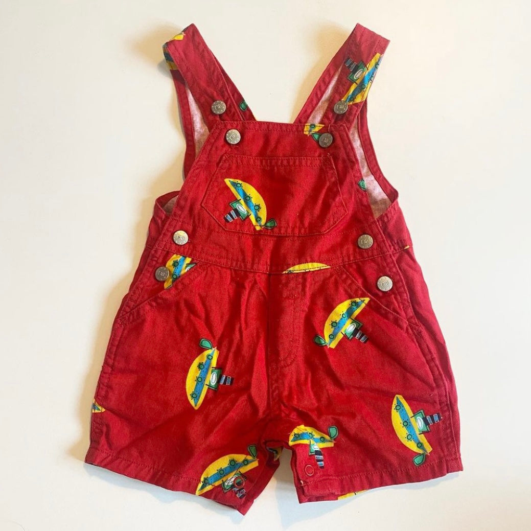 Vintage red mothercare boat printed dungarees 0-3 months