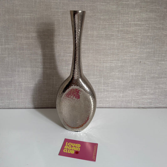 Vintage mid century hammered silver vase.