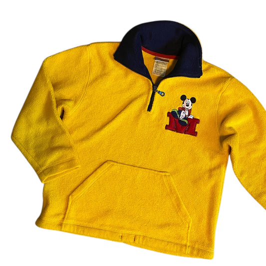 Vintage Mickey Mouse yellow fleece jacket - half zip. size 7-8 years